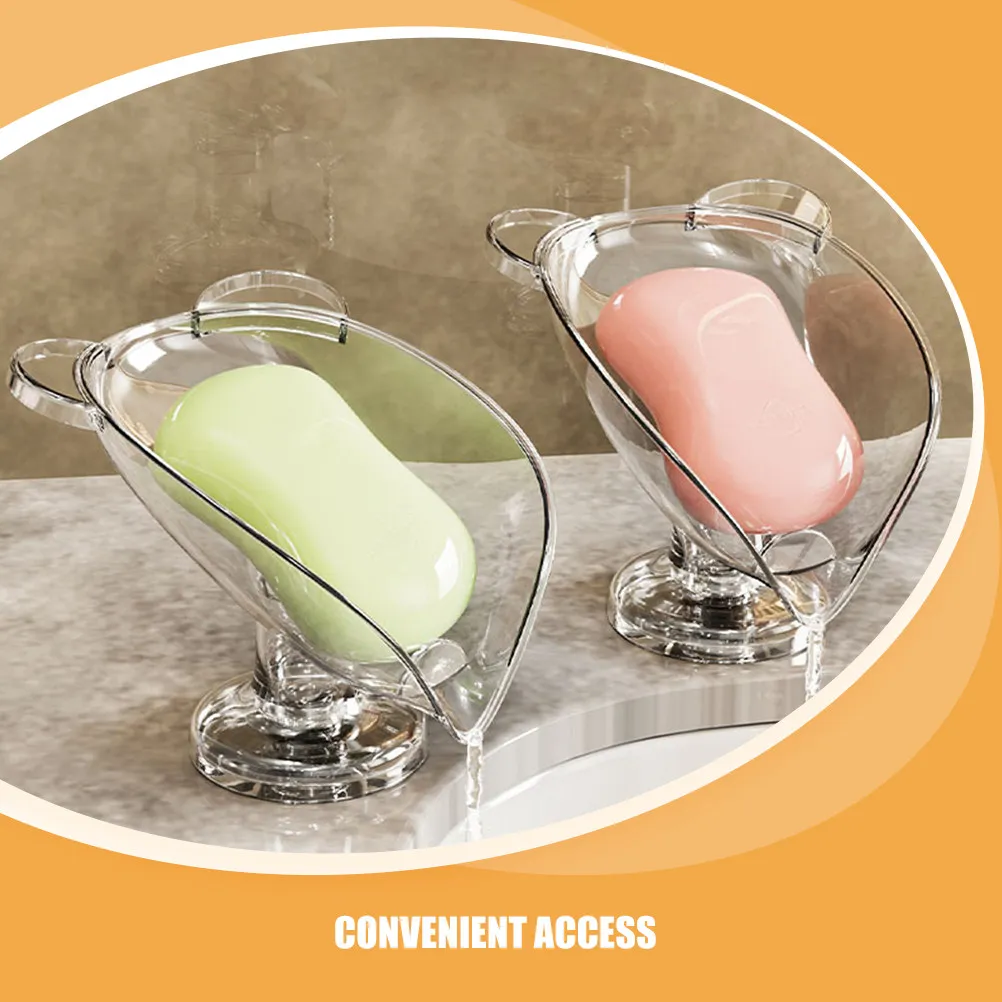 2Pcs Soap Holder Self Draining Shower Bathroom Suction Cup Drainage Tray Anti Slip Bar Soap Dish Stand Anti Slip Tray
