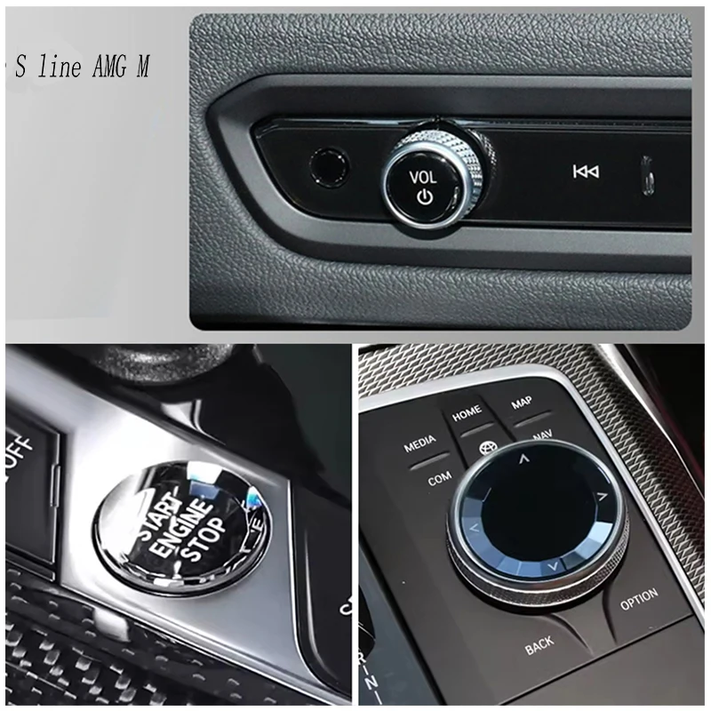 Для BMW 1 2 3 4 серии G20 F40 F44 X3 G01 X4 G02 G06 G07 M3 G80 M4 G82 Z4 I4 Автомобильная мультимедийная кнопка запуска Замена крышки Кристалл