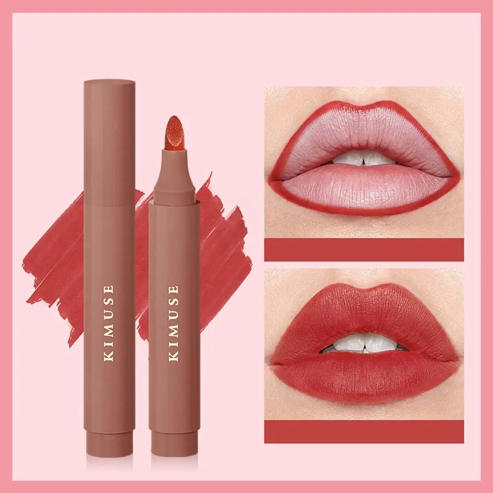 Lápiz labial mate de terciopelo resistente al agua, lápiz hidratante de larga duración, labios rojos, contorno Sexy, antiadherente, Cosméticos G0C1