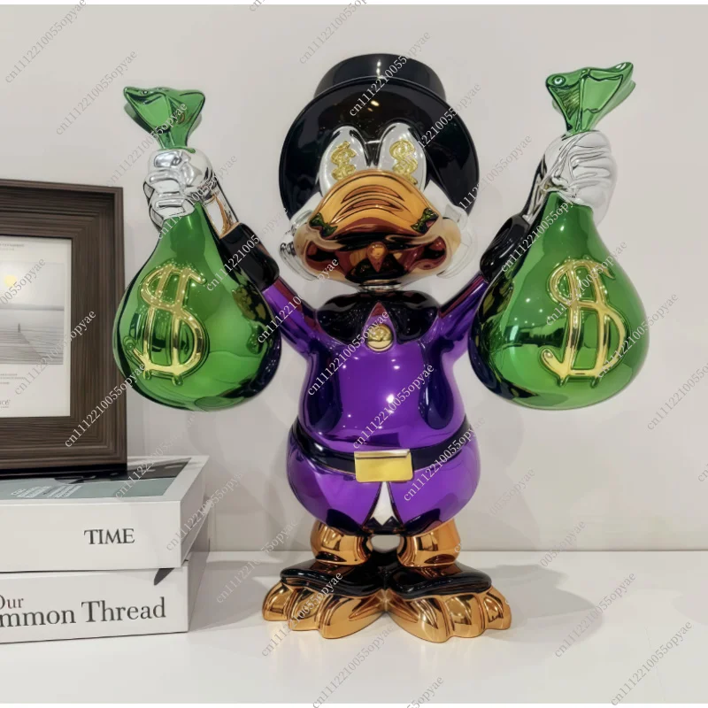 Sculpture de canard de dessin animé 'Money Bag' style célébrité internet, grande décoration d'intérieur, ornement pour magasin, restaurant, bar