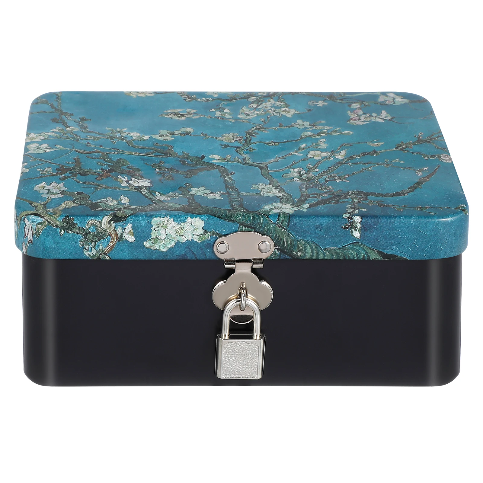 

Retro Tinplate Storage Box with Lock Privacy Organizer for Desk 12cmx8cm Stylish Design Easy to Store Food Container