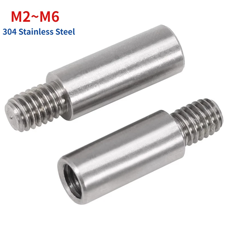 304 Słupek gwintowany ze stali nierdzewnej M2 M2.5 M3 M4 M5 M6 *L+4/6/8mm Okrągła śruba dystansowa PCB Podkładka dystansowa Kolumna z pojedynczą głowicą