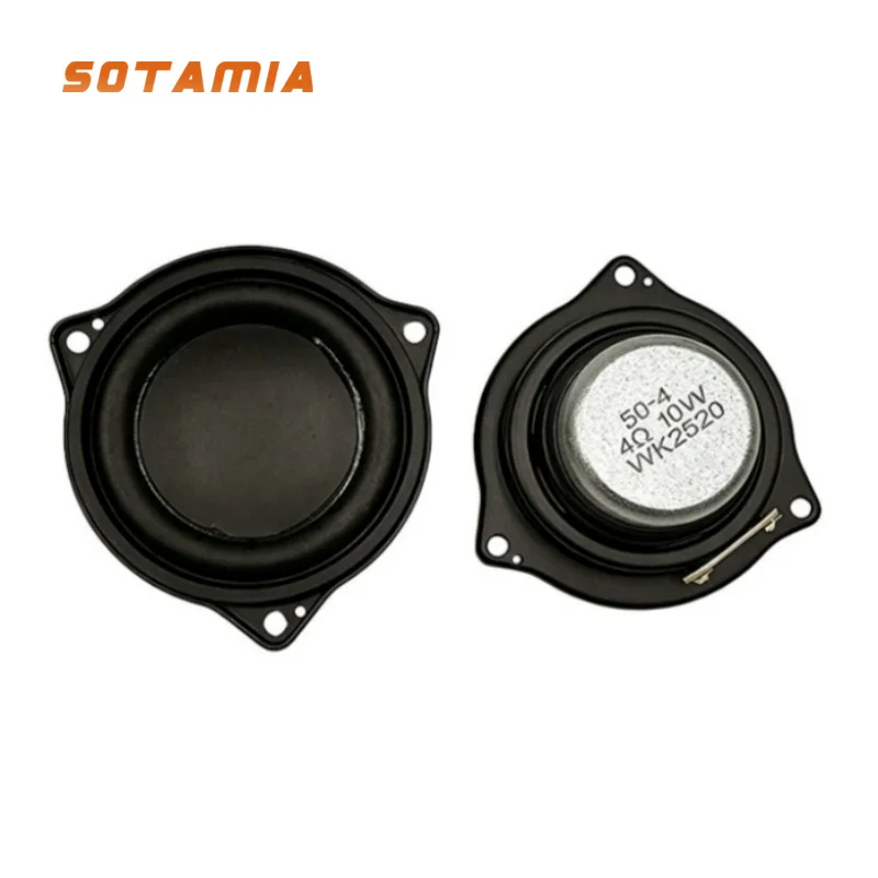 SOTAMIA 2pcs 50mm Full Range Audio Speaker 4 Ohm 10W 19 Core Round Positive Triangle Internal Magnetic Waterproof Speaker