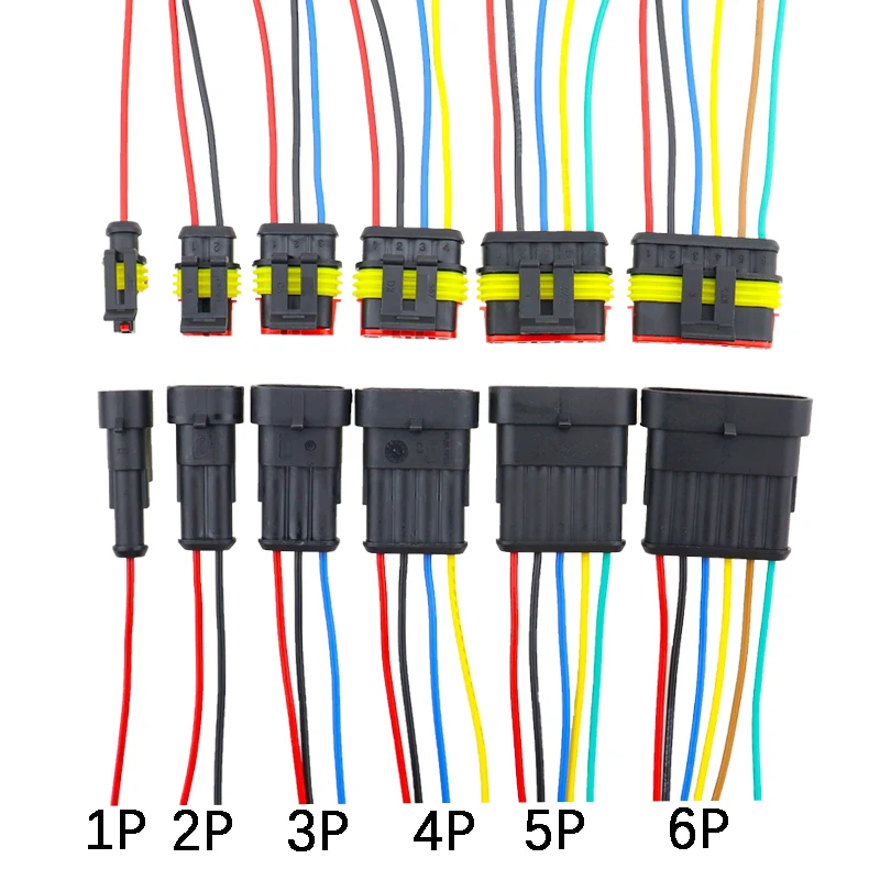 1set AMP 1P 2P 3P 4P 5P 6P Way Waterproof Electrical Auto Connector Male Female Plug with Wire Cable harness for Car Motorcycle