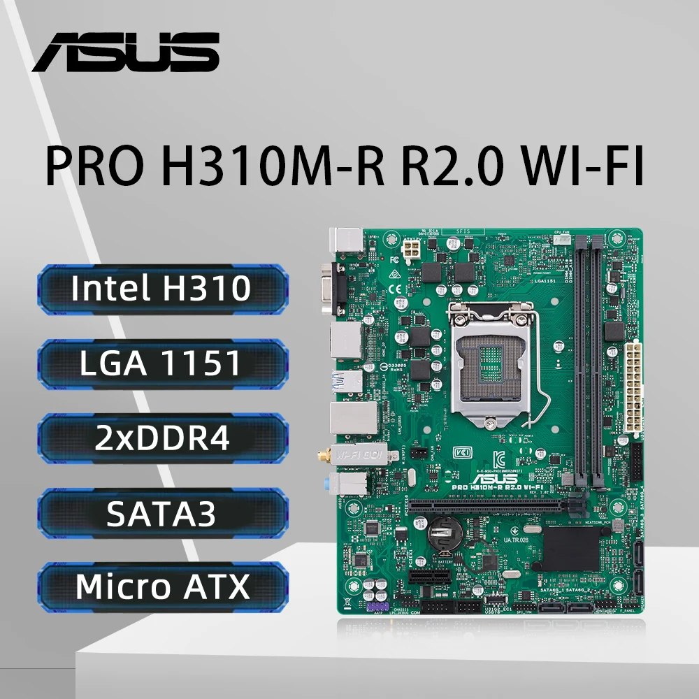 ASUS H310 carte mère PRO H310M-R R2.0 WI-FI LGA1151 prise en charge 9e/8e génération Core i5-9400 8500 9600K i7-9700  DDR4 HDMI