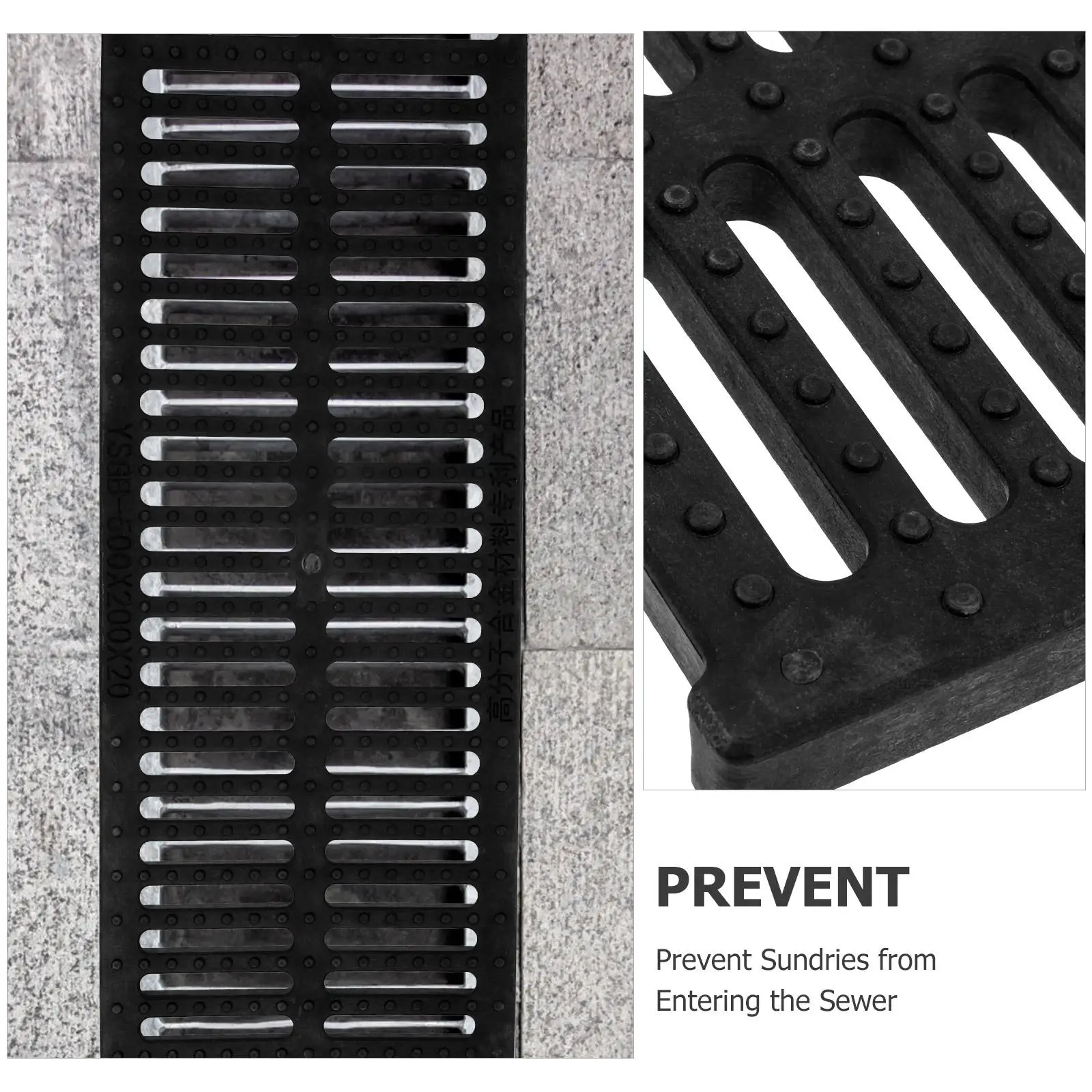 Drain Grate 500x200x20mm Resin Manhole Cover Heavy Duty Sewer Trench Grating Restaurant City Drainage Accessories Plastic Trench