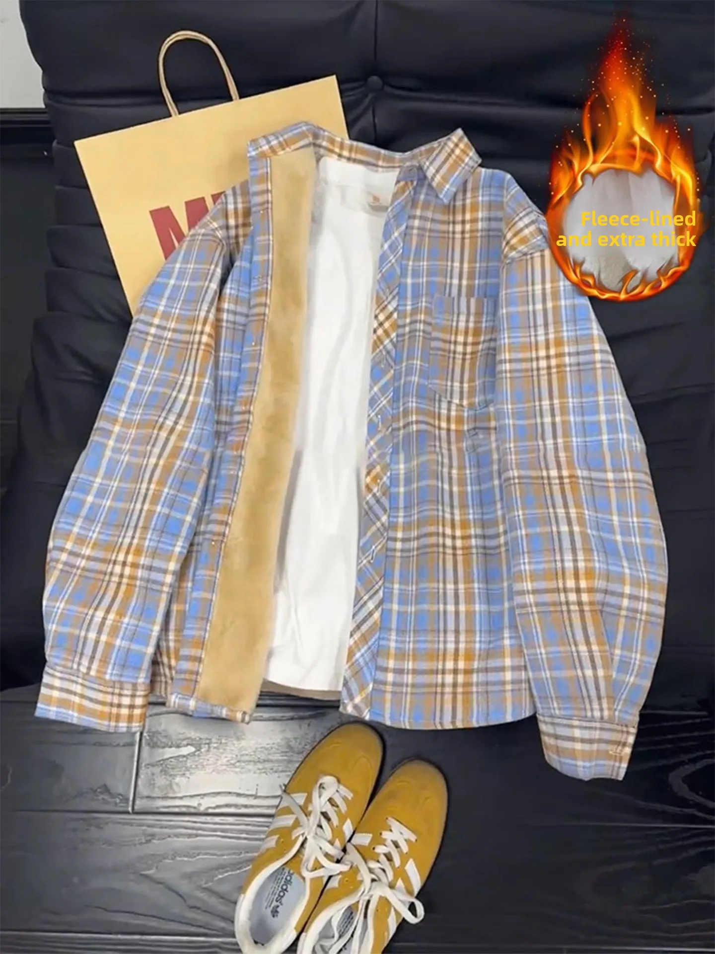 

Мужская фланелевая куртка в клетку, утепленная, зимняя, теплая, высококачественная верхняя одежда, ретро-американский стиль, парная куртка