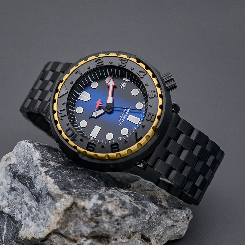 Black Tuna Case Watch Seiko Mod Wristwatch Waterproof Sapphire Crystal NH35 NH36 Movement Luminous Dial Diving Men Watch Parts