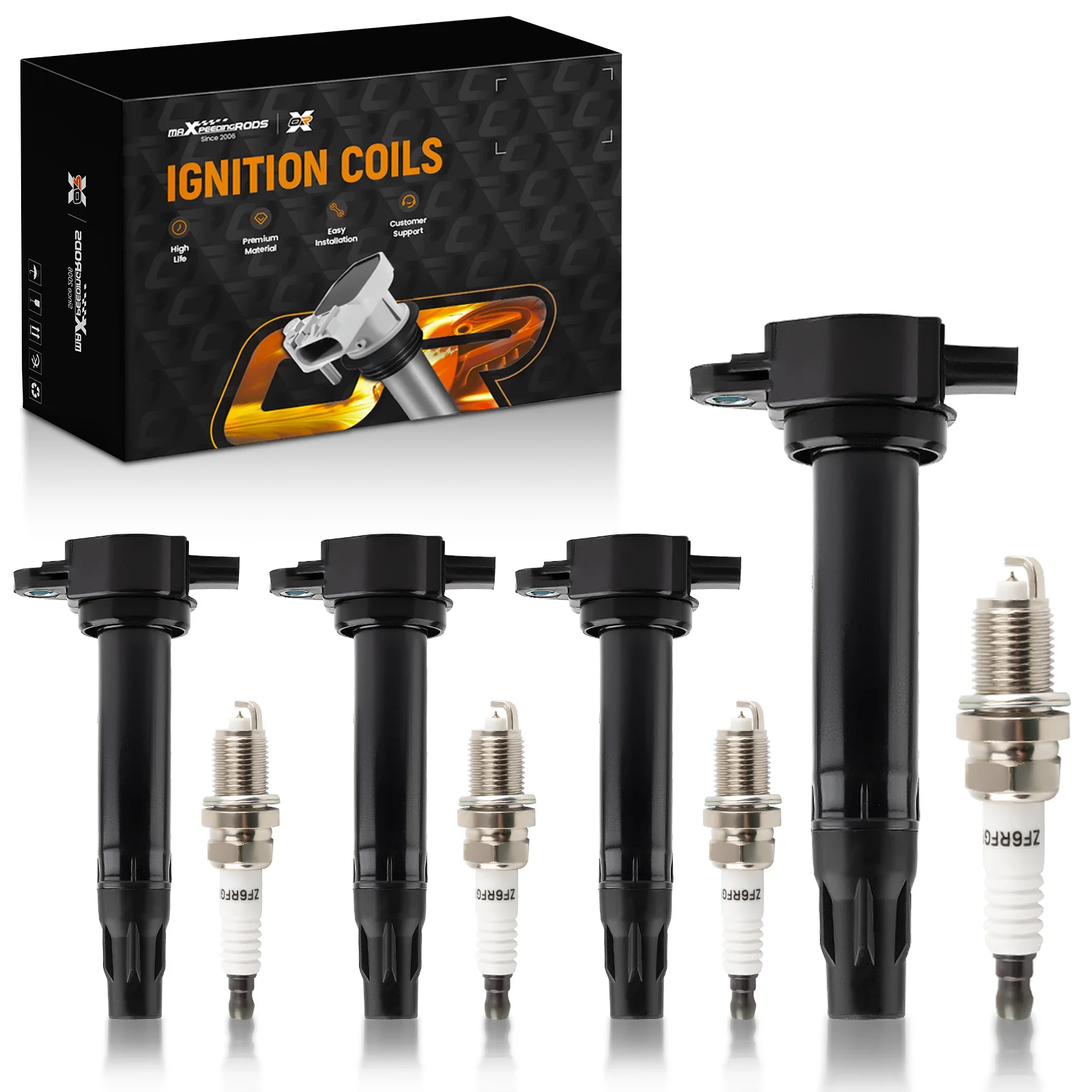 

Комплект из 4 катушек зажигания и свечей зажигания для Chrysler 200 2.4L L4 2011-2014 UF557