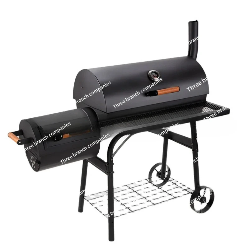 Outdoor Heavy Duty Smoker Smokeless Charcoal Pellet BBQ Grill With Offset Smoker Barbecue Grill RTS Large Trolley Barrel