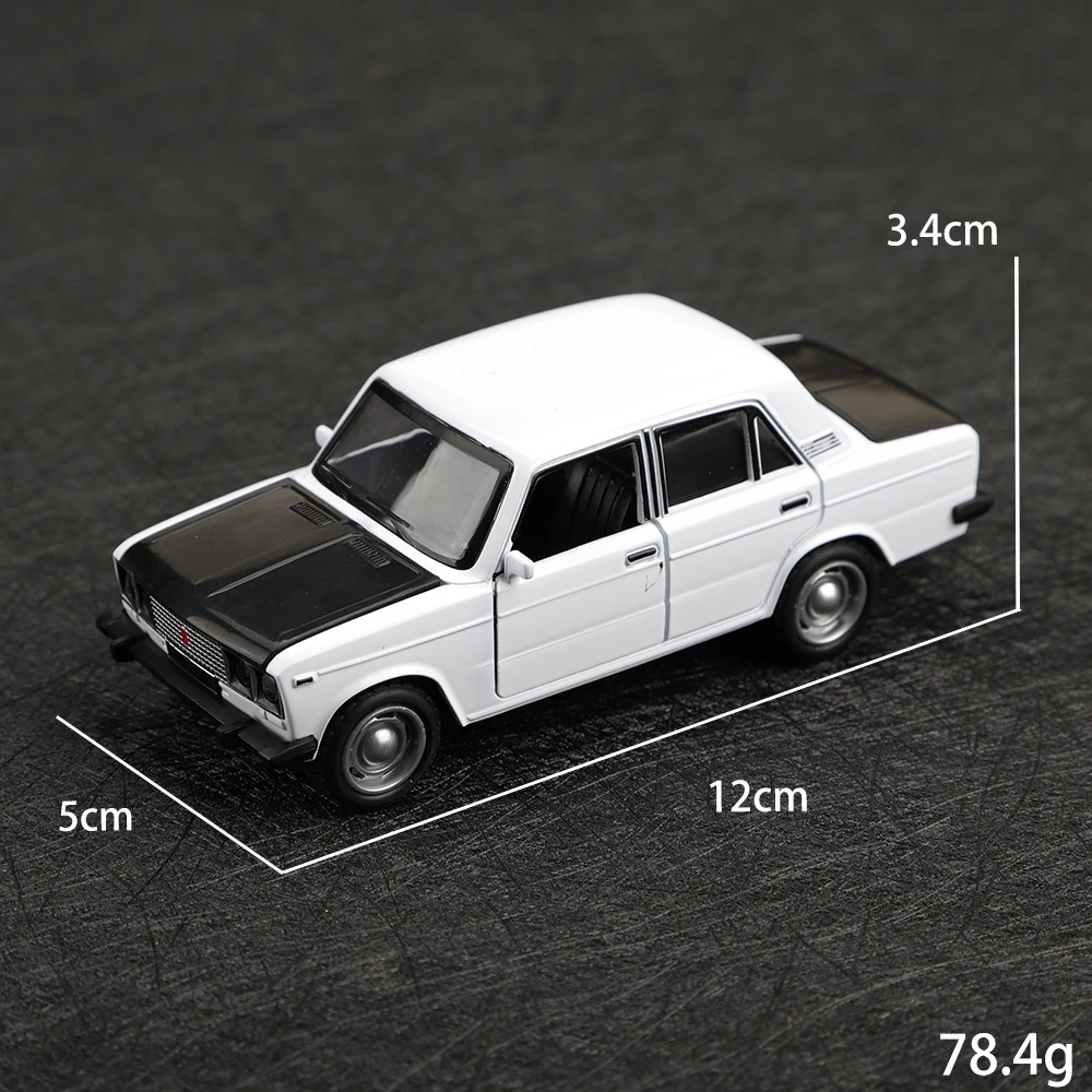 (Corrugated Box) 1/36 Scale, Russian-Style Vintage Four-Door Family Car Model Alloy Toy Car, Powerful Spring, Metal Casting