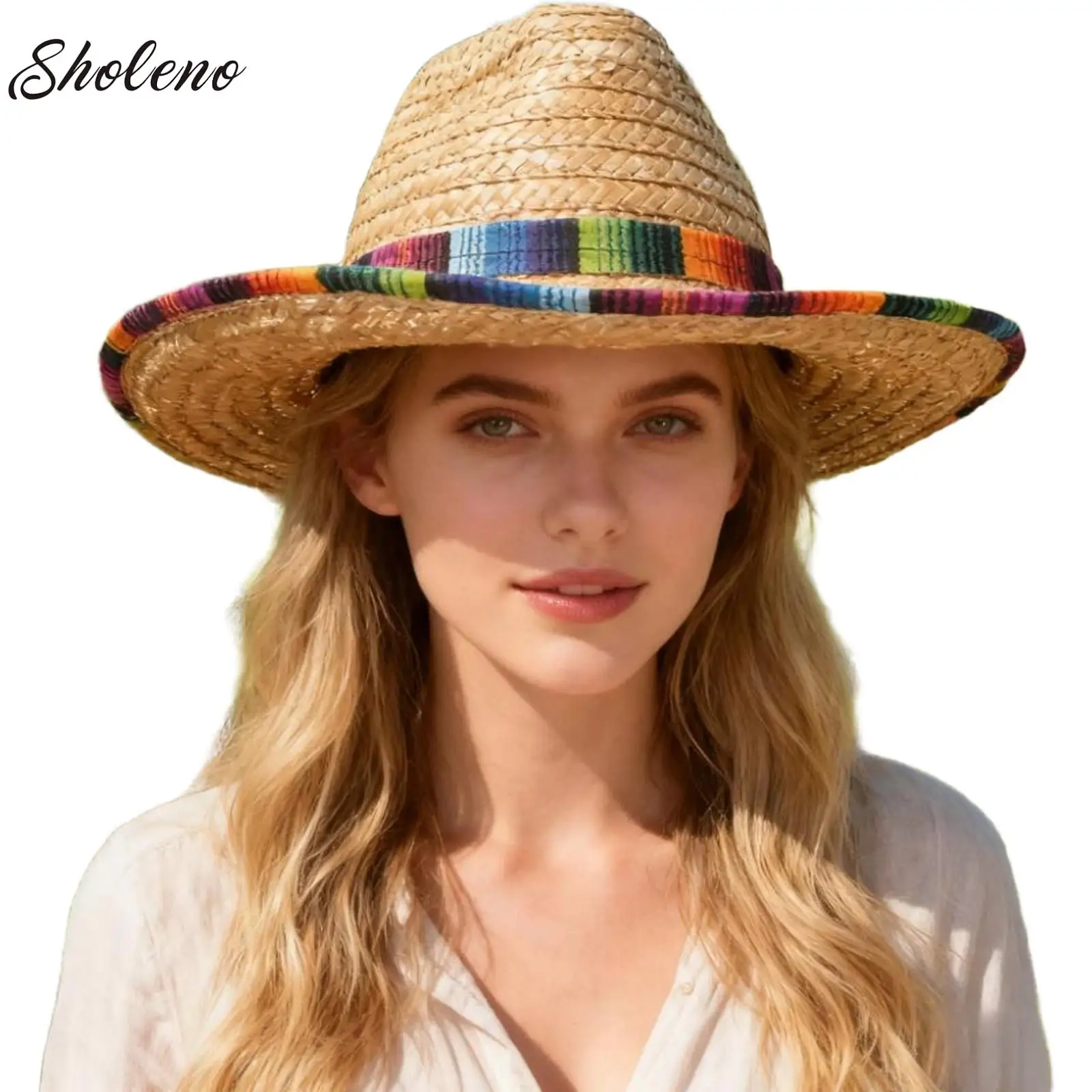 

Unisex Mexican Beach Hat Sunscreen Outdoor Sun Protection Hat Fishing Straw Hat Men Women Outdoor Carnival Party Costume Props