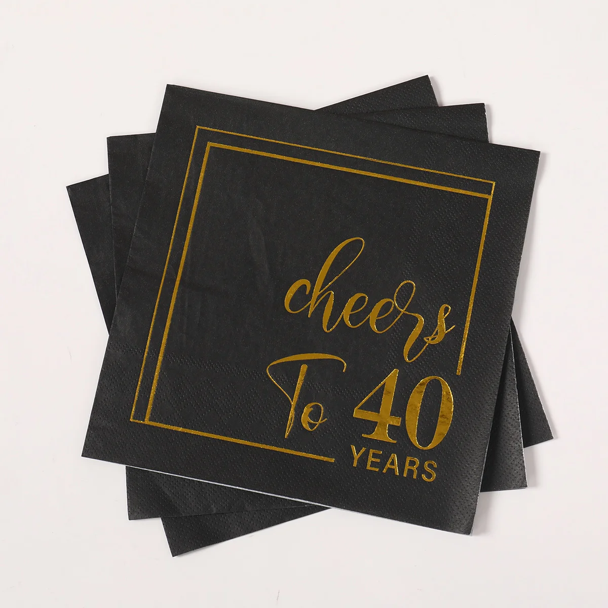 16pcs Black Gold Hot Stamping 40 50 years old Birthday Napkins Happy Birthday 40 50th Anniversary Celebration Party Supplies ﻿