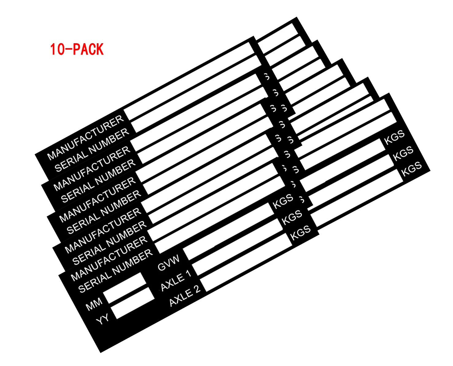 10-PACK VEHICLE TRUCK BOAT Trailer Blank VIN & Weight AXLE Chassis Plate140mm x 50mm Identification Number