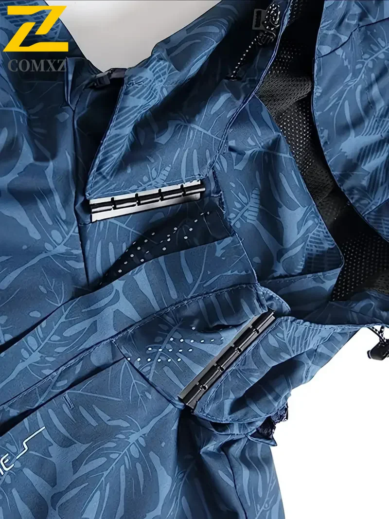 Autumn Waterproof Windbreaker Men's Fashion Camouflage Maple Leaf Pattern Work Jacket Casual Cycling Camping Loose Hooded Coat