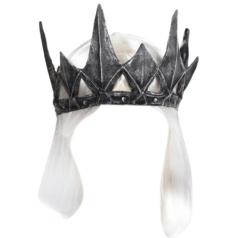 Vintage Middle Ages Dark Headdress King Cosplay Props for Con LARP Stage Performances Photoshoots