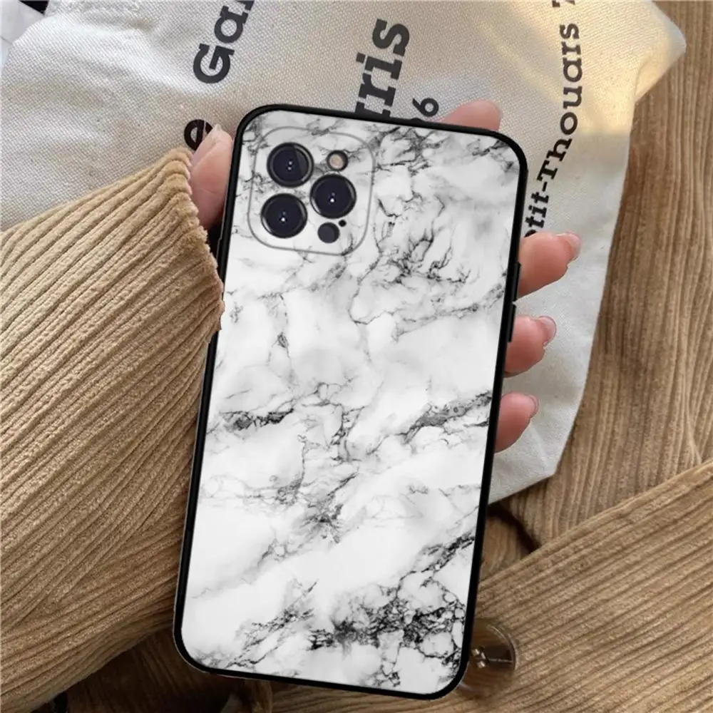 black white Marble crack Phone Case For iPhone 15 14 11 12 13 Mini Pro XS Max Cover 6 7 8 Plus X XR SE 2020 Funda Shell