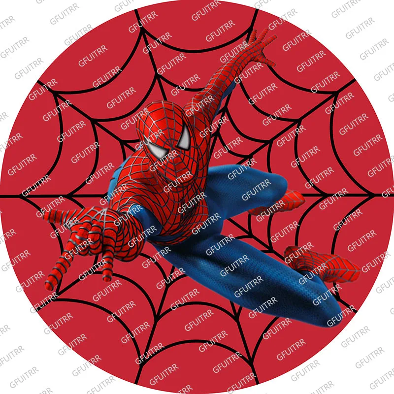 Spiderman Superhero Round Backdrop Birthday Party Photo Backdrop Disney Theme Round Cylinder Cover Decorations Photo Prop