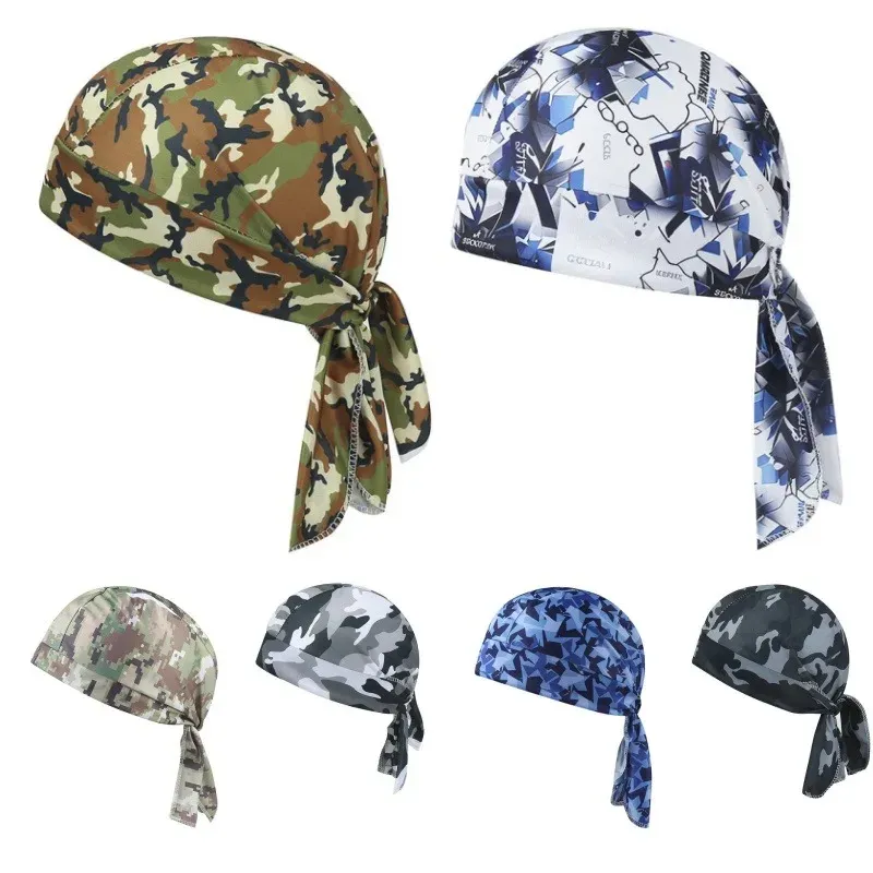 Summer Cycling Camouflage Headband Bandana Hat Cycling Cap Sun Protection Sports Breathable Headscarf Bicycle Running Riding Cap 