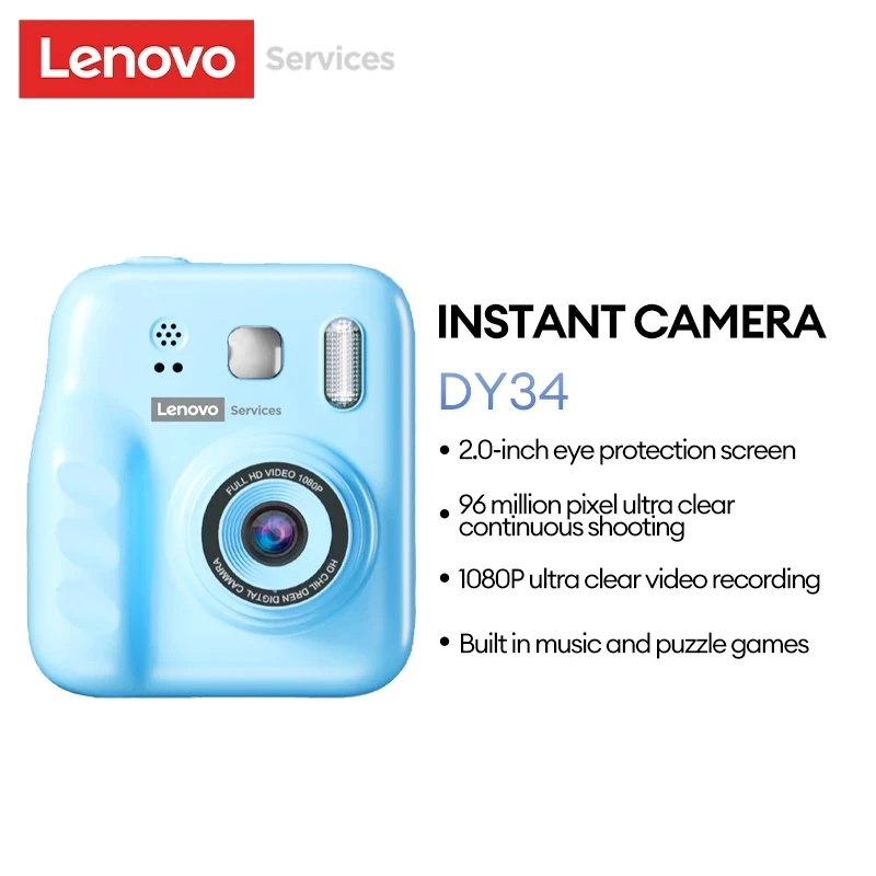 Aparat fotograficzny Lenovo z funkcją drukowania, aparat natychmiastowy dla dzieci, 32GB, aparat cyfrowy 1080P z funkcją drukowania zdjęć, prezent dla dzieci na Boże Narodzenie, urodziny, model DY34