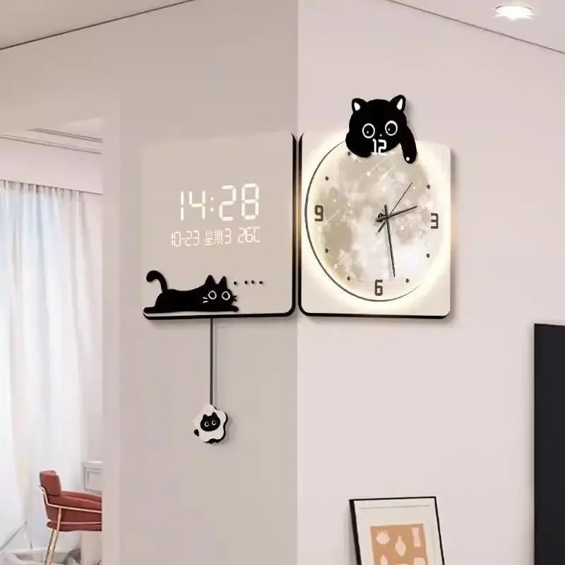Modern Corner Wall Clock Large Interior Wall Clock Led Digital Watch Luxury Living Room Decorations Home Decoration Accessories