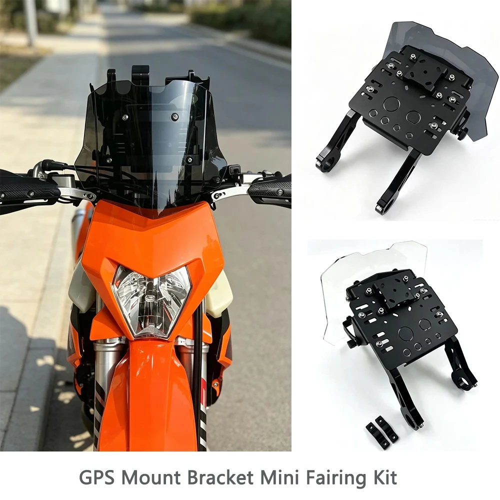Image of Für passende Motorräder mit Standard-Motorradlenker (22 mm, 7/8 Zoll oder 28 mm, 1-1/8 Zoll) – GPS-Halterung, Mini-Verkleidungsset
