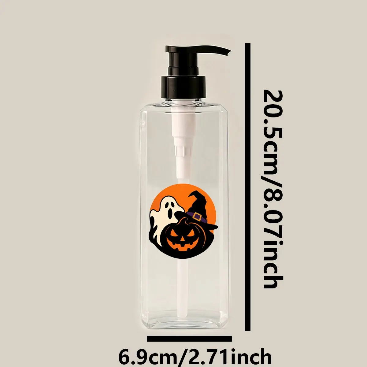 1Pc/2Pcs/3Pcs 400ml Transparent Square Shower Soap Dispenser with Pumpkin and Ghost Cartoon Designs, Refillable Shampoo, Shower Gel, and Conditioner Dispenser, Halloween Theme - Suitable for Halloween, Shower Rooms, Hotels, Kitchens - No Electricity Required for Use