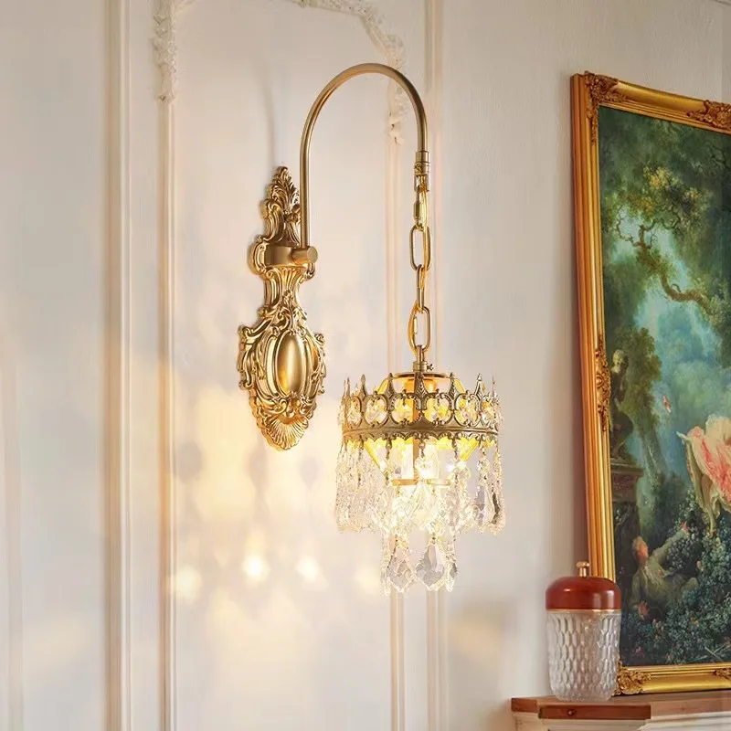 

Crystal Crown Princess Wind Bedside Wall Lamp Crystal Decorative Background Wall Lamp Ambient Light