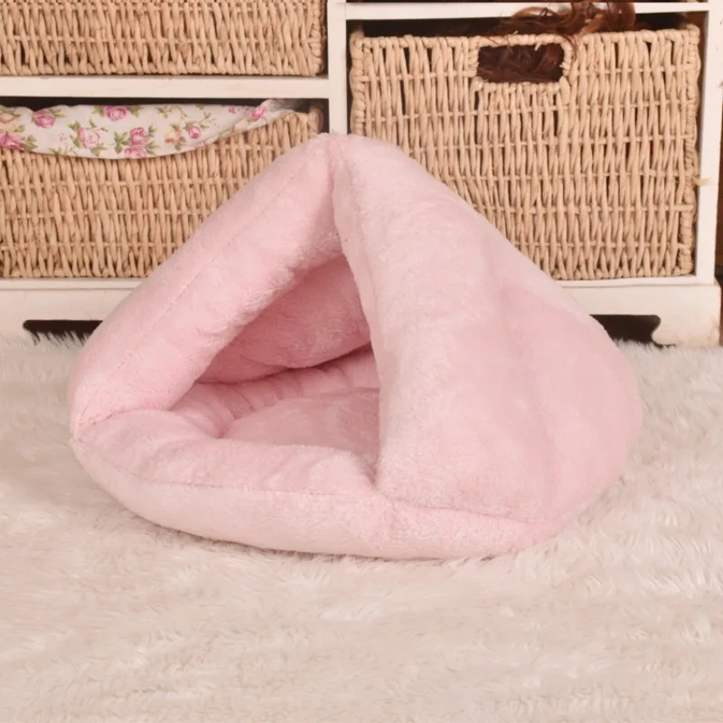 Triangle Pet Dog Kennel Mat Winter Warm Plush Cat Bed House Thickened Sleeping Bag for Small Dogs Cats Pets Supplies Accessories