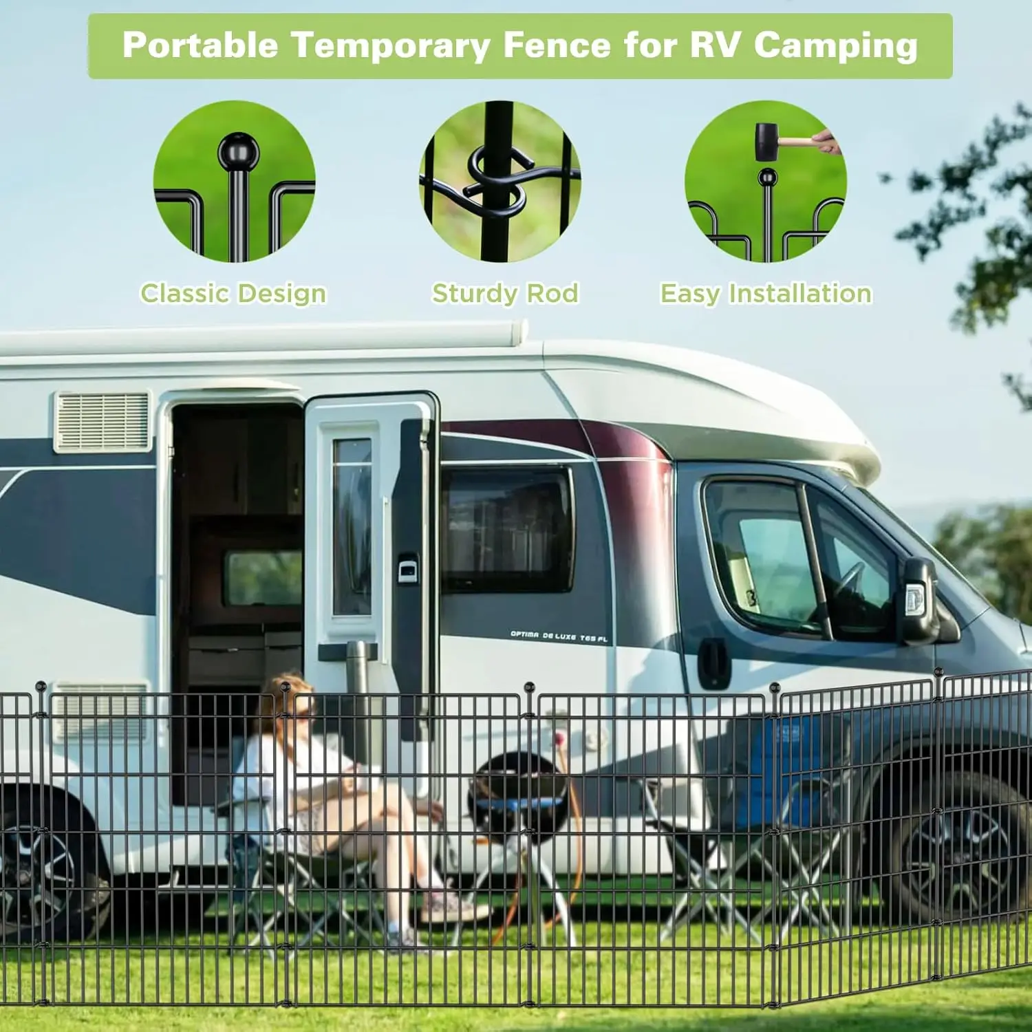 10 لوحات بدون حفر سياج حديقة حاجز حيواني، 44 بوصة (ارتفاع) × 23.6 قدم (طول) سياج معدني مزخرف للكلاب في الهواء الطلق، سياج للحيوانات الأليفة مقاوم للصدأ