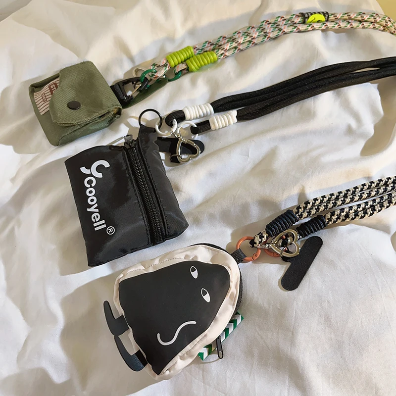 

Милый мультяшный кошелек для монет, ремешок для телефона - вязаный длинный ремешок через плечо, противоугонные чехлы для телефонов, аксессуары для улицы своими руками