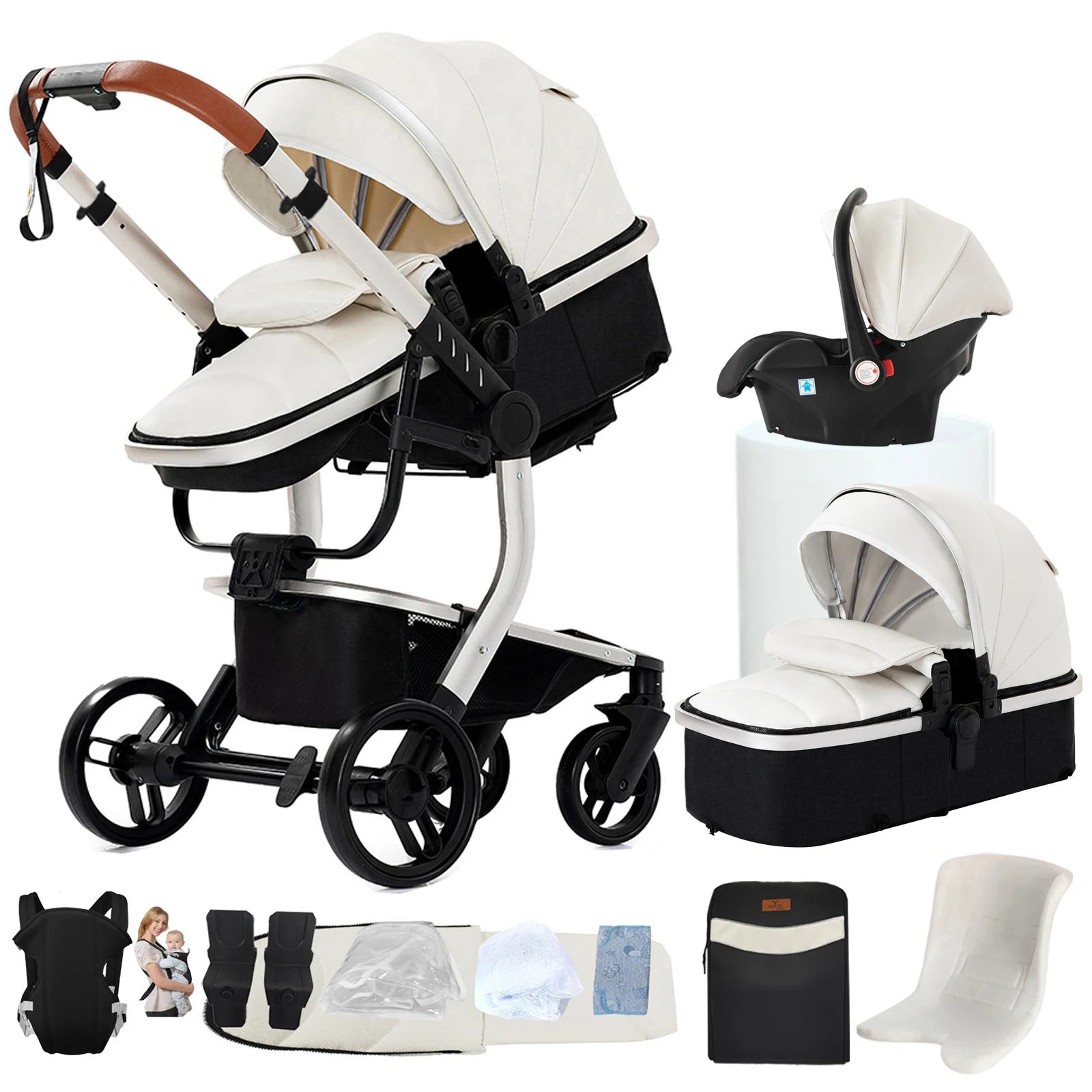 Poussette légère pour bébé, poussette de voyage pliable, poussette 3 en 1, poussette facile à plier,