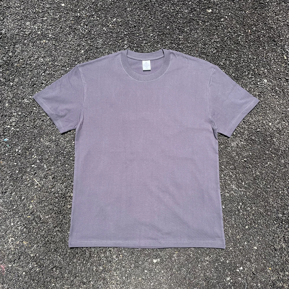 Lightweight Breathable Vintage Washed Short Sleeve T-Shirt Loose Fit High Weave Non-Lightweight Grey for Young Men Summer 2024