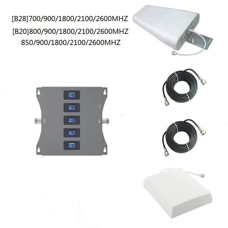 Five-band Mobile Phone Signal Amplifier and Enhancer [B28] 700/900/1800/2100/260