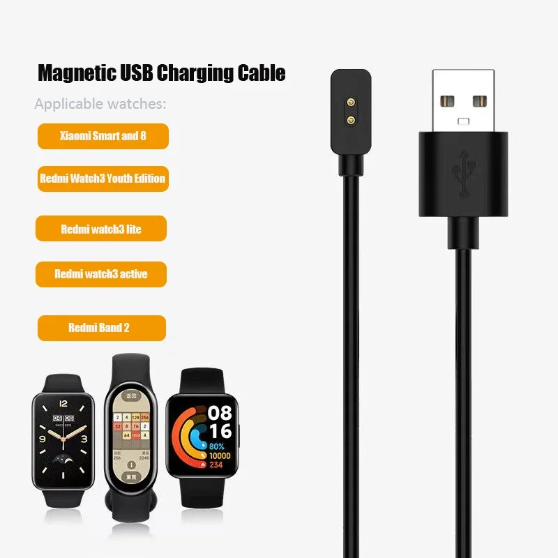 1M Magnetic USB Charging Cable For Xiaomi Mi Band 8 SmartWatch Charger Miband 8 Bracelet Charging Dock Adapter Cable Accessories