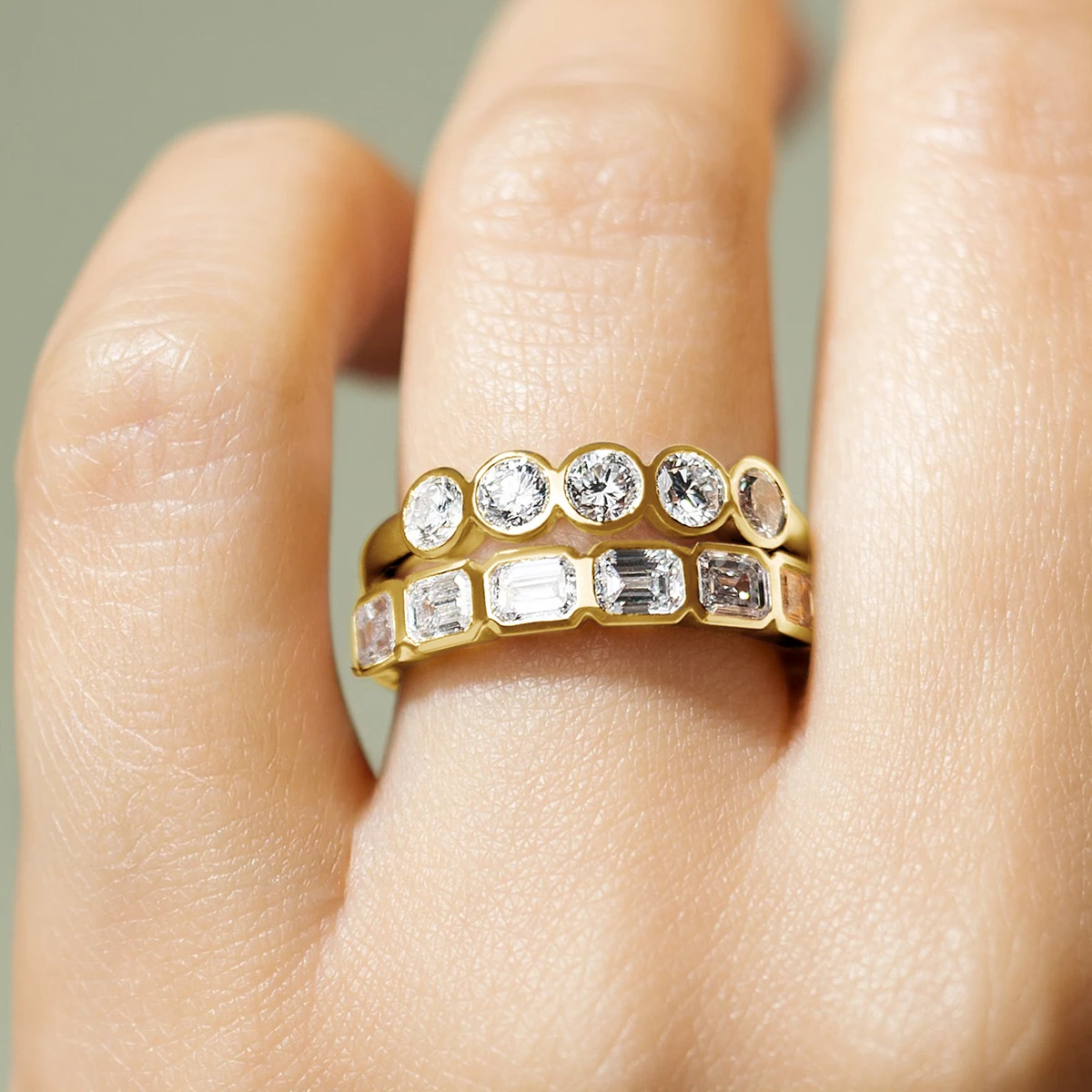 

Classic Five Stone D VVS 0.1ct/0.2ct Round Bezel Moissanite Bubbles Rings Certified 14K Gold Filled Women's Wedding Ring Jewelry