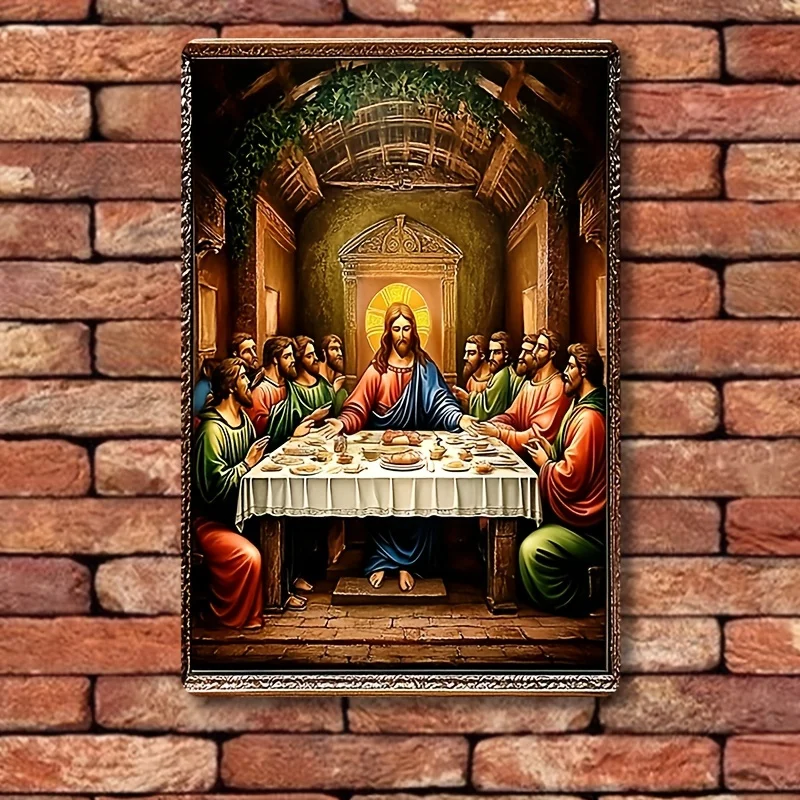 

Classic Last Supper Decorative Aluminum Wall Hanging Sign, Vintage Religious Art Themed Plaque for Home, Decorative Wall Poster