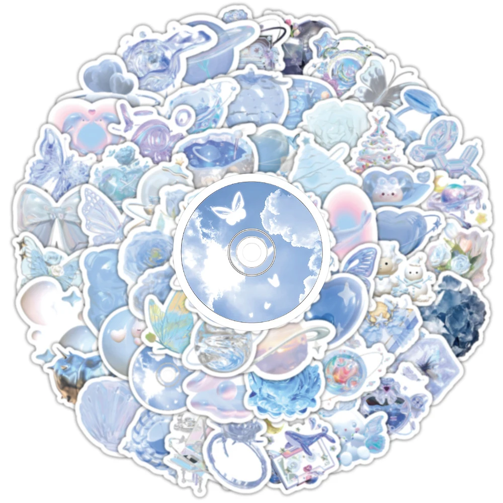 

10/30/50/100PCS Cute Blue Ins Style Stickers Aesthetic DIY Toy Graffiti Decal for Phone Luggage Laptop Waterproof Sticker Packs