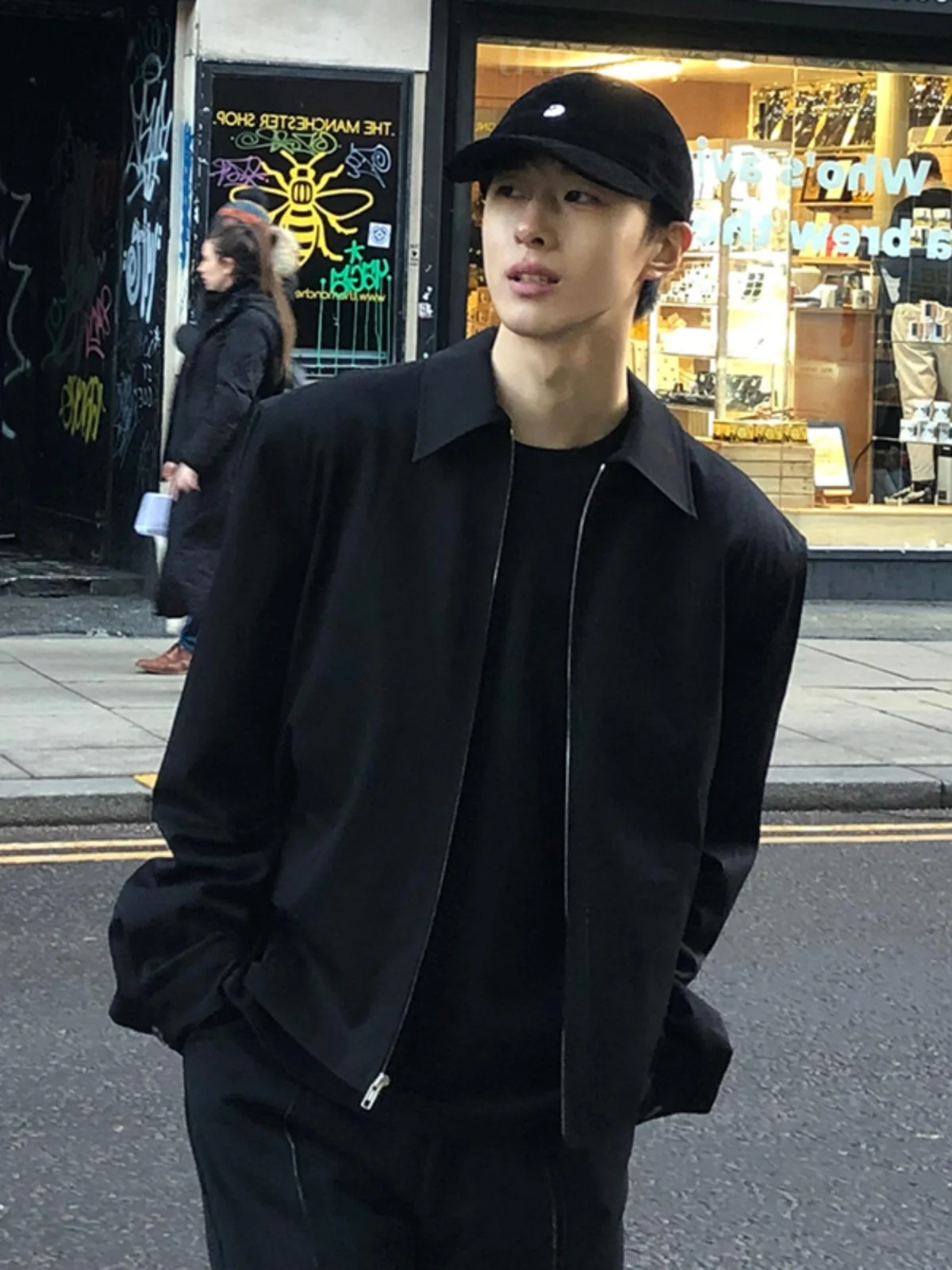 

Мужская винтажная бейсбольная куртка American Sle Trendy на весну-осень, свободного кроя, с декоративной молнией, не требующая глажки