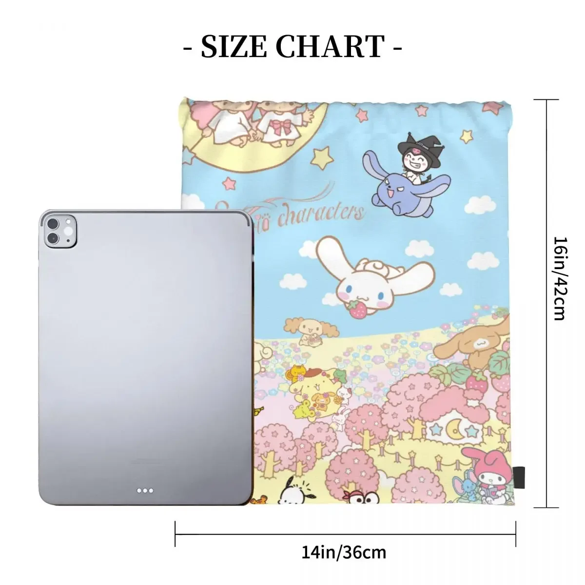 Sanrio Melody Drawstring Back Pack Bag Travel Storage Package Teenagers Beach Tote Bag School Sport Shoe Bag