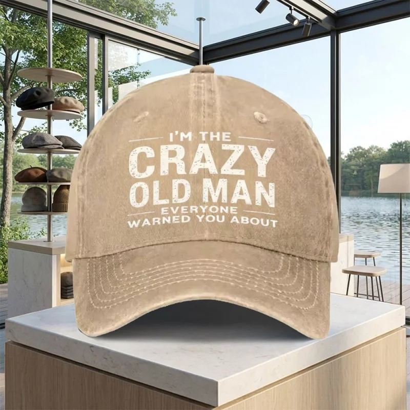 Unisex Crazy Old for Man Vintage Logo Baseball Cap, Running Hat, Sun Hat Suitable for Golf, Driving, Fishing, Outdoor Sports