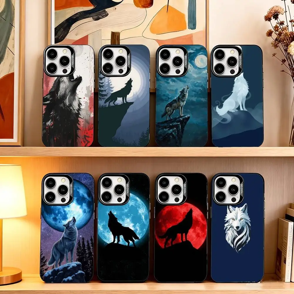 

A wolf howling to the sky Phone Case For iPhone 17,16,15,14,13,12,11 Plus,Pro Max,XS,Colorful Silver Phone case Funda Cover