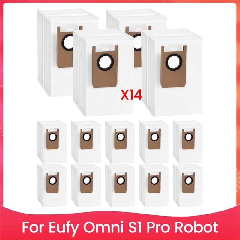 Abng 14 pçs sacos de pó substituição para eufy omni s1 pro robô aspirador pó grande capacidade sacos coleta poeira