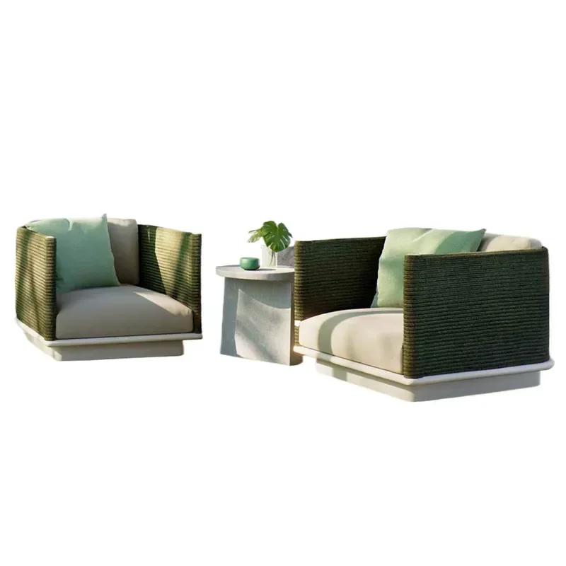Pastoral Outdoor Rattan Sofa for Courtyard Villa Large Apartment Garden Terrace Rain and Sun Protection Sun Room Furniture