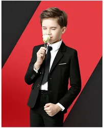 Prince Kids Piano Violin Performance Photograph Dress Boys Host Ceremony Tuxedo Costume Children Black 007 Skinny Cosplay Suit