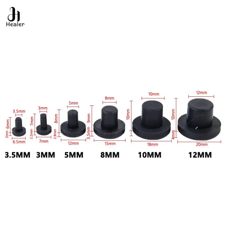 3.5-12mm Solid Rubber Hole Caps High Temperature Resistance T Type Silicone Seal Hole Plugs Dust-proof Gasket Blanking End Caps