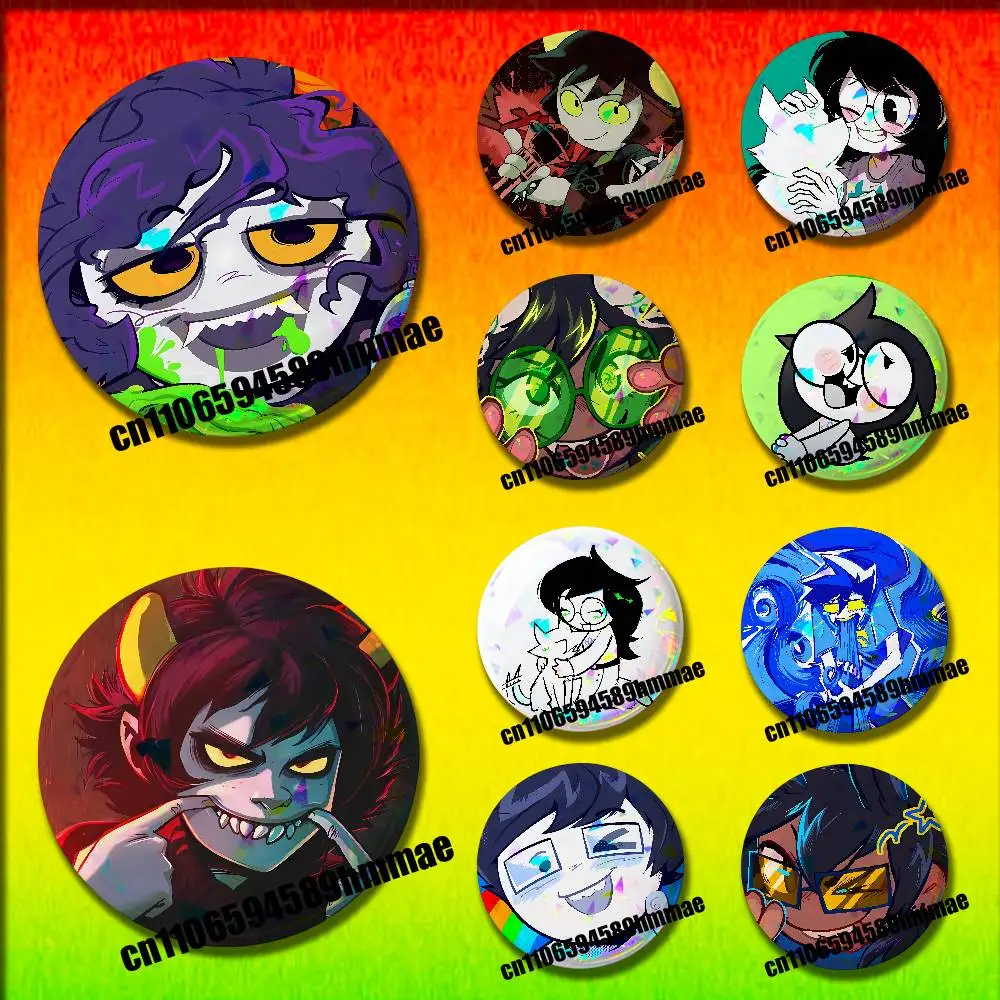 

For H-Homestuck Jade Harley Gamzee Makara Emblem Round Pins Insignia Badge Cover Brooch Button Hats Decoration 32mm