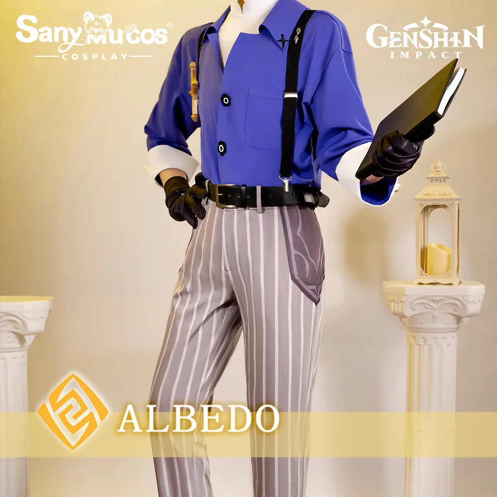 

【48H To Ship】SanyMuCos Genshin Impact M&G Stationery Albedo Cosplay Costume Party Clothes Mondstadt Albedo Halloween Show Set