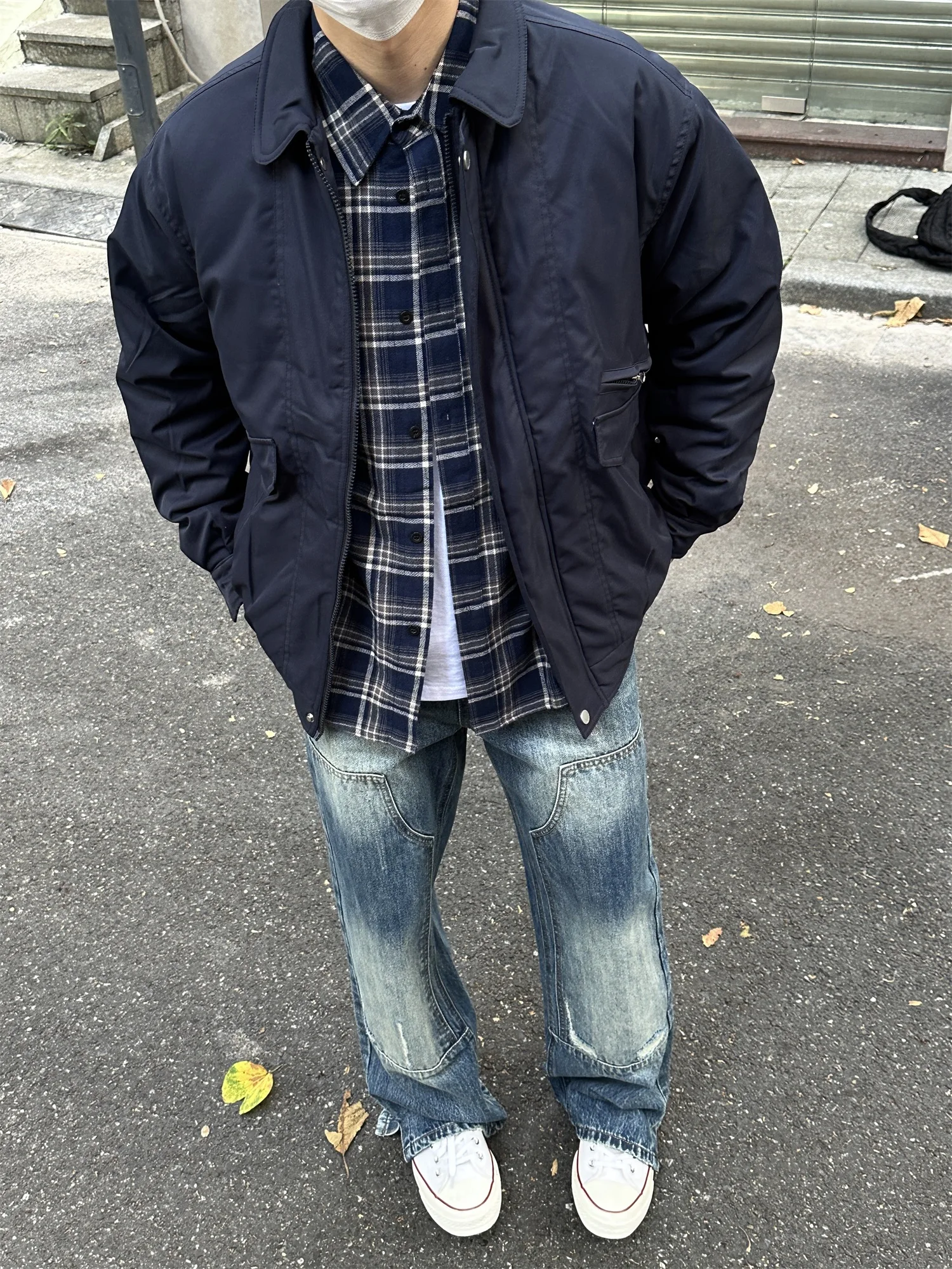 

Простая рабочая одежда в американском стиле ретро, хлопковая куртка, мужская осенне-зимняя новая тенденция, свободное универсальное повседневное хлопковое пальто ex