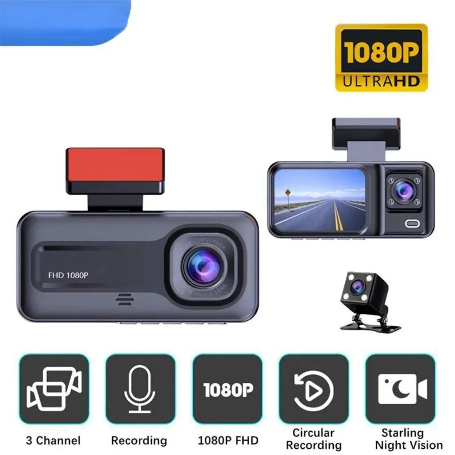 

Triple Lens Wide Angle 1080P Car DVR with Night Vision Technology